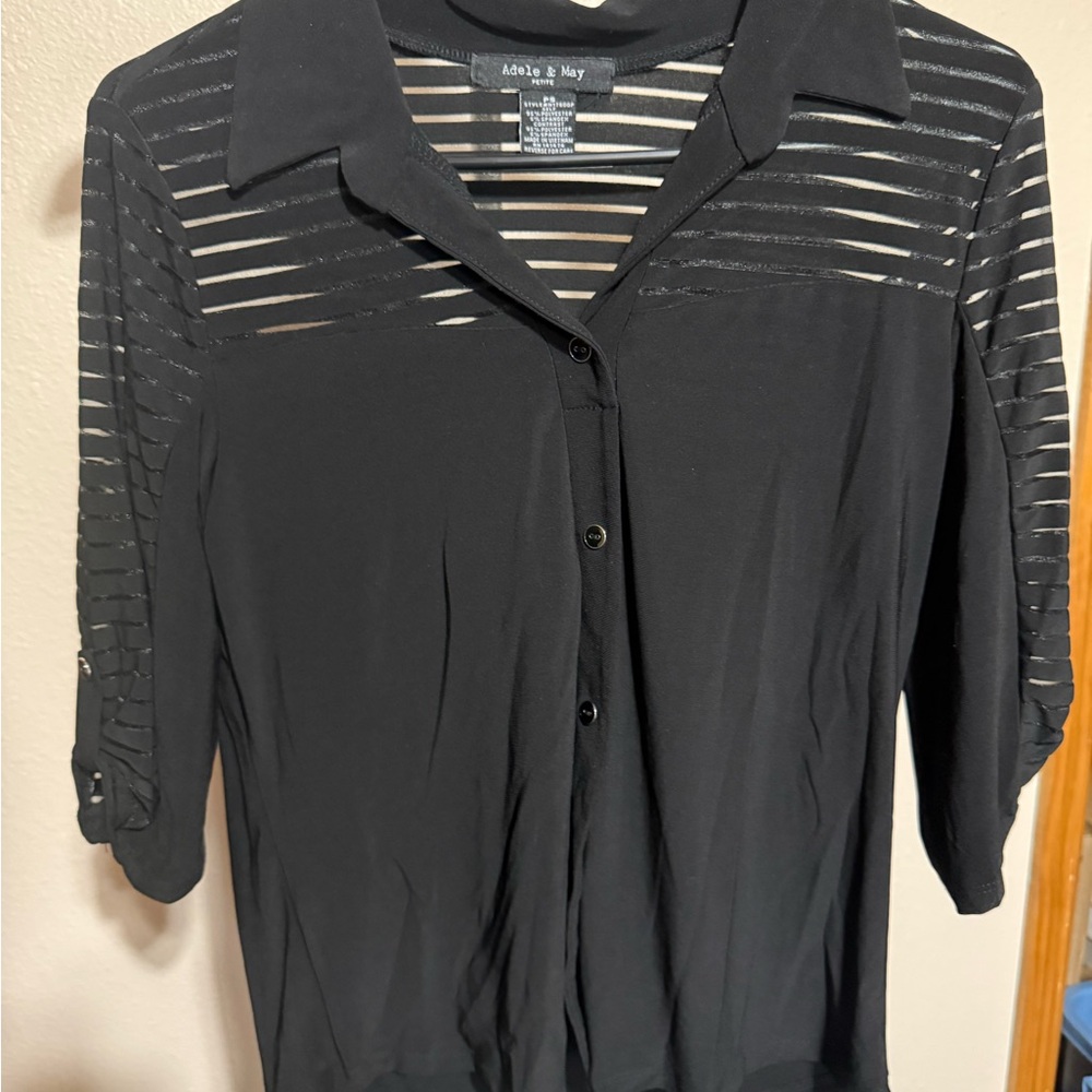 Adele & May‎ Women's Black Sheer Button Down Shirt